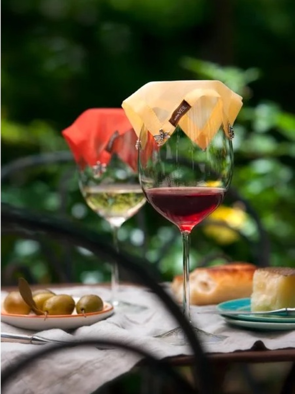 Wine Veil Set 5” Wine Protector Weighted Cloth- Orange, Yellow, Green, Purple